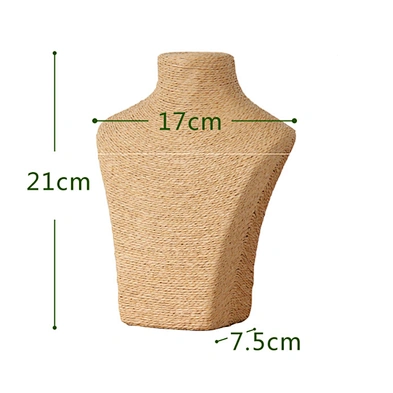 Bust shaped hemp rope handmade table top necklace holder stand