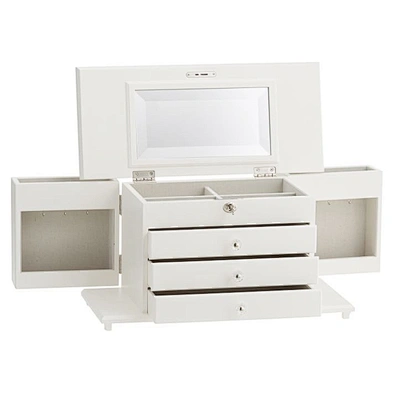 Custom wooden mirror jewelry storage box organizer with drawer
