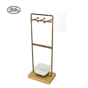 Customized Lovely Metal jewelry necklace display stand with mini tray