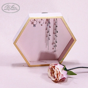Decorative wooden ring necklace bracelet jewelry display holder tray