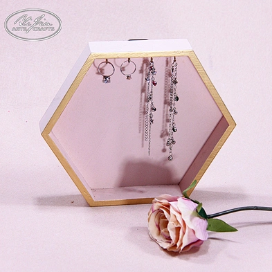 Decorative wooden ring necklace bracelet jewelry display holder tray