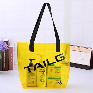 customized colorful transparent shopping bag  pvc clear tote bag women vinyl pvc tote bag