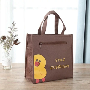 Custom Oxford Cloth Cute Cartoon Student's Book Handle Shopping Bag With Zipper