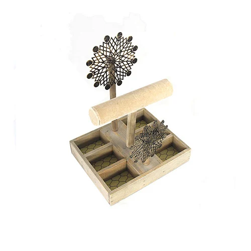 Vintage style shop decor wooden tray for jewelry display