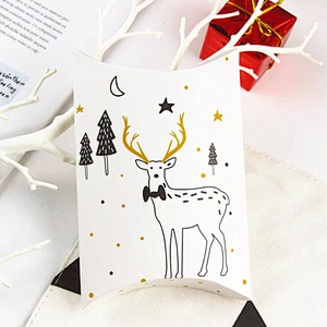 Merry Christmas Candy Gift Boxes Deer Xmas Tree Guests Packaging Boxes Custom Printed Candy Pillow Box