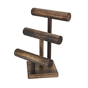 Three Tier Hardwood Jewelry Display Stand Handmade Solid Wood T-Bar Necklace Bracelet Watch Display Stand