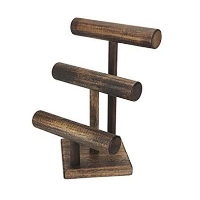 Three Tier Hardwood Jewelry Display Stand Handmade Solid Wood T-Bar Necklace Bracelet Watch Display Stand