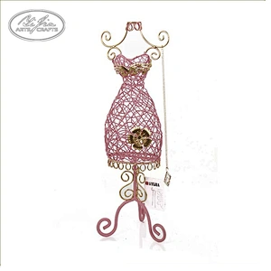 Metal wire mannequin necklace jewelry holder with tray