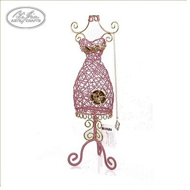 Metal wire mannequin necklace jewelry holder with tray