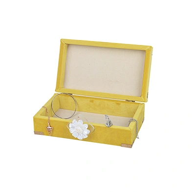 Custom Square Wood Jewelry Gift Box Velvet Yellow Jewelry Box Organizer