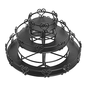 Black metal 3-tier rotating cosmetic nail polish organizer rack