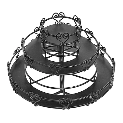 Black metal 3-tier rotating cosmetic nail polish organizer rack