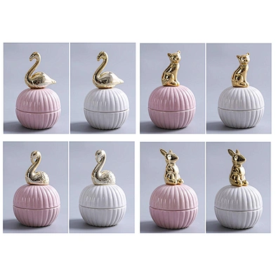 Nordic Style Golden Animal round ring jewelry box ceramic jewelry box