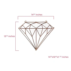 Hanging Jewelry Wall Organizer Large Jewelry Hooks Diamond shaped Rose Gold Jewelry Organizer for Necklaces Bracelets Earrings