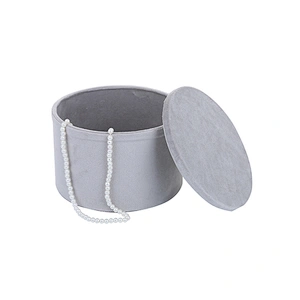 Wooden round jewelry storage box for necklace bracelet