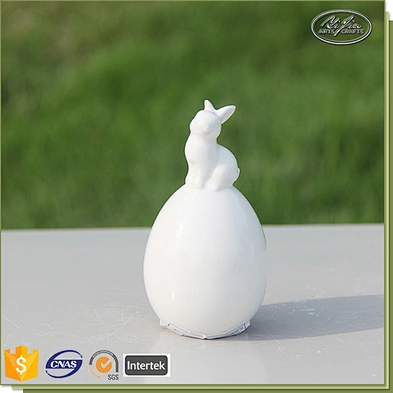 Cute white rabbit shape ceramic decoration handmade craft porcelain rabbit decoration
