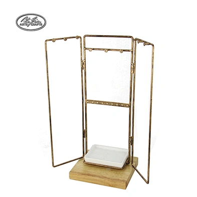 Customized 2 layer earring ring necklace metal jewelry display stand for  with mini tray