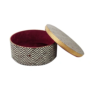 OEM service velvet&MDF round custom jewelry box