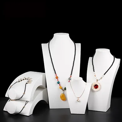 Wholesale white PU busts jewelry display necklace stand