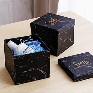 Nordic simple marble paper gift box custom logo print paper box