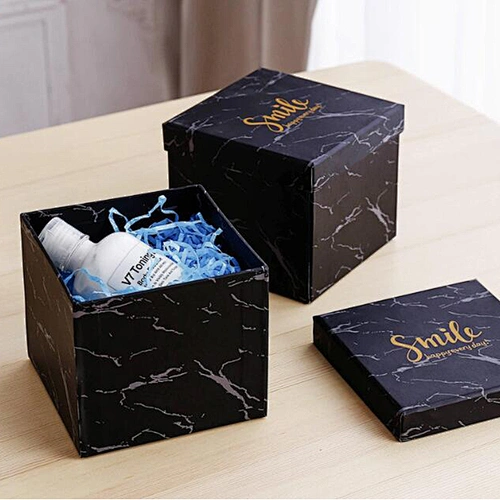 Nordic simple marble paper gift box custom logo print paper box