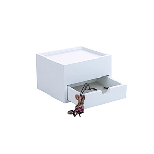 White 3 layer cosmetic storage box wooden desktop organizer