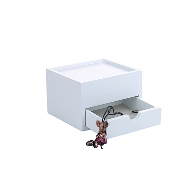 White 3 layer cosmetic storage box wooden desktop organizer