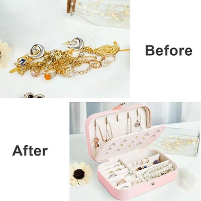 Jewelry Box Necklace Ring Storage Organizer Double Layer Travel Synthetic Leather Women Jewelry Box Organizer