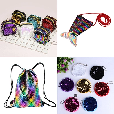 Mermaid Two-color Sequins Pencil Bag Girls Gifts Custom  Colorful Glitter Pencil Case