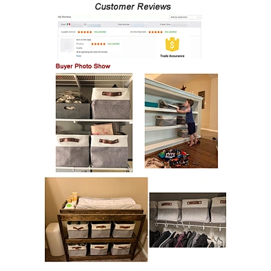 Foldable Storage Bin Collapsible Sturdy 900D Linen Storage Basket With Handles For Organizing Shelf Nursery Home Closet