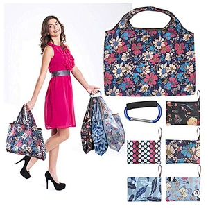 Polyester Durable Large Grocery Bags Reusable Thickened Tote Bags Bulk Foldable Into Pouch Lightweight Foldable Shopping Bags