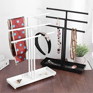 Modern Black Metal 3 Tier Tabletop Bracelet & Necklace Jewelry Organizer Display Tree Rack Ring Tray
