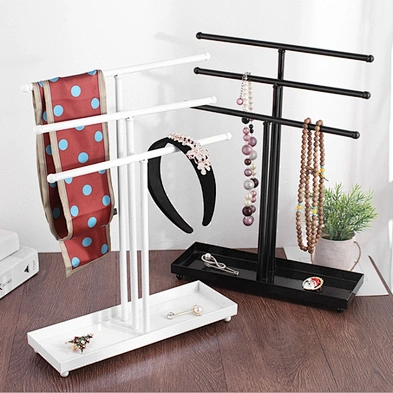 Modern Black Metal 3 Tier Tabletop Bracelet & Necklace Jewelry Organizer Display Tree Rack Ring Tray