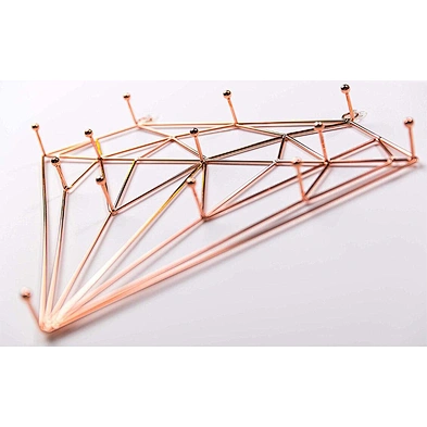 Hanging Jewelry Wall Organizer Large Jewelry Hooks Diamond shaped Rose Gold Jewelry Organizer for Necklaces Bracelets Earrings