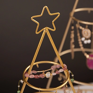 Customized Home Decor Metal Christmas Tree Shape Lantern Christmas Decoration Jewelry Display Stand
