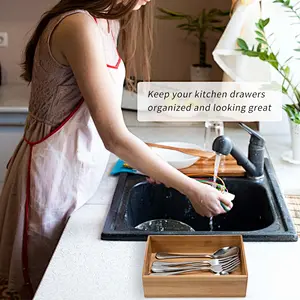Multifunction Office Home Use Kitchen Drawer Organizer Bath Cosmetic Bamboo Storage Box