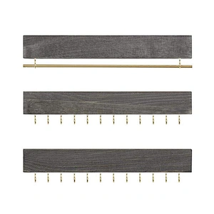 Vintage Style Gray Wood 3-Piece Wall-Mounted Jewelry Rack Set