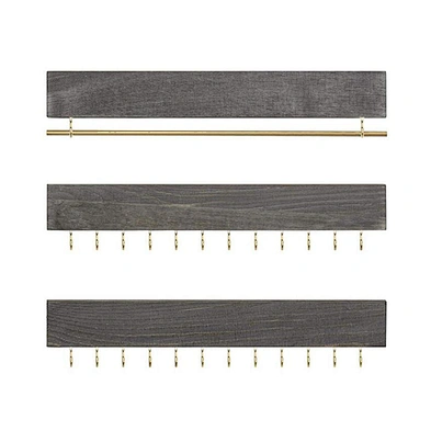 Vintage Style Gray Wood 3-Piece Wall-Mounted Jewelry Rack Set