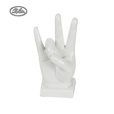 Wholesale white hand shaped ceramic jewelry ring holder
