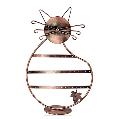 Cat Shape Copper Color Metal Wire Jewelry Organizer Earring Holder Display Stand