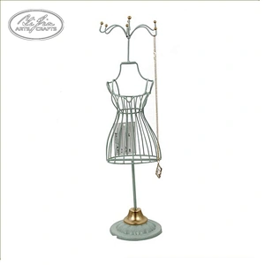 Metal wire mannequin necklace jewelry holder with tray
