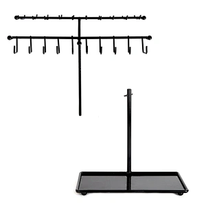 Adjustable height black metal 30 hook jewelry display rack stand jewelry rack