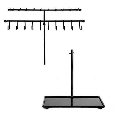 Adjustable height black metal 30 hook jewelry display rack stand jewelry rack
