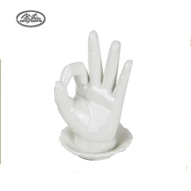 Wholesale white hand shaped ceramic jewelry ring holder