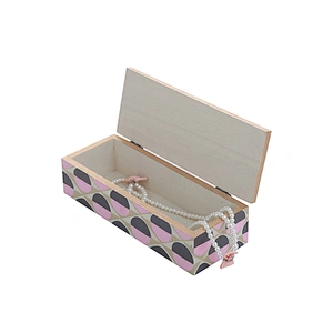 Fabric covered natural style jewelry box with 3 drawer