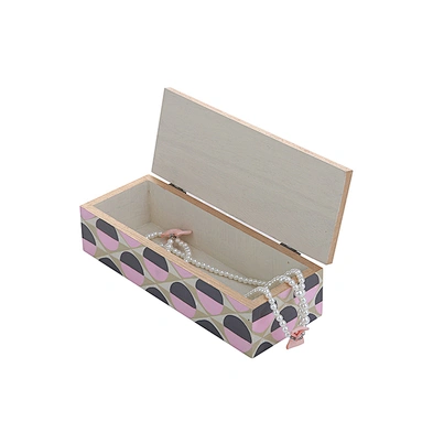 Fabric covered natural style jewelry box with 3 drawer