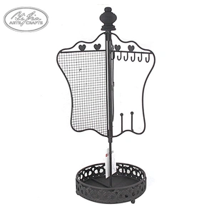 Vintage customized metal ring earring jewelry rotating display rack with tray