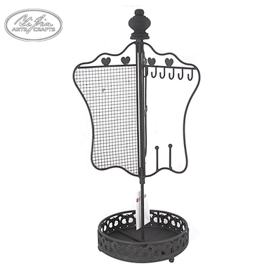 Vintage customized metal ring earring jewelry rotating display rack with tray