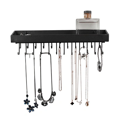 Black Hanging Wall Mount Jewelry Organizer Necklace Hanger Bracelet Holder with 23 Hooks