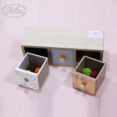 Cute decorative home organizer 3 drawers wooden storage box